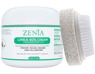 zenia urea 40% foot cream healing formula 4oz - #1 callus treatment for dry, rough & callused skin - includes pumice stone & brush logo