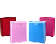 🎁 hallmark pack of 4 medium solid color gift bags, 9 inches - ideal for birthdays, baby showers, retirements, or any special occasion, in red, blue, light pink, and hot pink logo