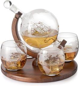 img 1 attached to 🌍 Exquisite Etched World Decanter Whiskey Globe: Enhance Your Spirits Experience