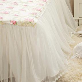img 1 attached to 🛏️ Dust Ruffled Full Size Bed Skirts Full Size Bed Skirt with Lace, 18 inch Deep Drop, Cotton Floral Design, White - LELVA