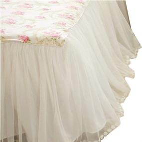 img 2 attached to 🛏️ Dust Ruffled Full Size Bed Skirts Full Size Bed Skirt with Lace, 18 inch Deep Drop, Cotton Floral Design, White - LELVA