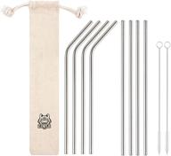 stainless steel metal straws - 8-pack with case | long reusable straws for 30 oz and 20 oz tumblers, dishwasher safe | includes 2 cleaning brushes logo