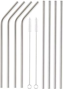 img 3 attached to Stainless Steel Metal Straws - 8-Pack with Case | Long Reusable Straws for 30 oz and 20 oz Tumblers, Dishwasher Safe | Includes 2 Cleaning Brushes