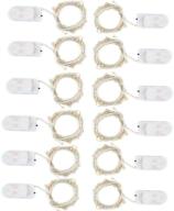 🌙 dreamworth pack of 12 led moon lights | 20 micro starry leds on silver extra thin copper wire | includes 2 x cr2032 batteries | 7 ft (2m) | perfect for diy wedding centerpieces or table decorations in warm white logo