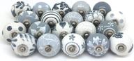 🎨 stylish artncraft 10 knobs: rare hand painted ceramic grey & white cream cabinet drawer pulls logo