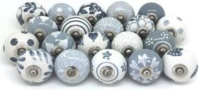 img 4 attached to 🎨 Stylish Artncraft 10 Knobs: Rare Hand Painted Ceramic Grey & White Cream Cabinet Drawer Pulls