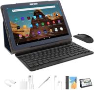 📱 ultra-fast 10-inch tablet: 2-in-1 android 9.0, ten-core, 3gb ram, 64gb storage, 18mp dual camera, wi-fi, bluetooth, gps, 8000mah battery, with keyboard, mouse, tablet case, and more (gray) logo