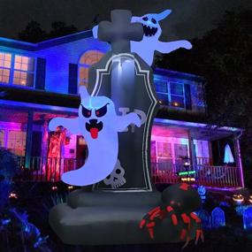 img 4 attached to 🎃 Halloween Inflatable Decoration, KIDJFGG 5.25Ft Christmas Inflatable Tombstones with 2 Ghosts & Large Spider | LED Lights | Outdoor Halloween Decorations | Includes Stakes | Christmas Décor