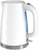 🔌 black+decker honeycomb collection electric cordless kettle, rapid boil, 1.7l, premium textured finish, white (model: ke1560w) logo