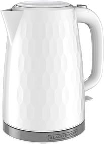 img 2 attached to 🔌 BLACK+DECKER Honeycomb Collection Electric Cordless Kettle, Rapid Boil, 1.7L, Premium Textured Finish, White (Model: KE1560W)