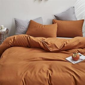 img 2 attached to 🎃 Burnt Orange Bedding Sets - Wellboo Pumpkin Color Comforter Sets | Solid Color Bed Full Modern Dark Orange Soft Cotton Quilts | Plain Color Comforter for Women, Girls, Dorm Quilt | Luxury Pumpkin Comforter