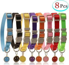 img 2 attached to Enhanced Puppy ID Collar Recognition Set - Whelping Super Soft Nylon Adjustable Separation Newborn Pet with 8 Smiley ID Tags and Record Keeping Chart (8 pcs)