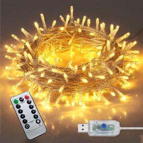 img 4 attached to 🎄 66Ft 200LED Warm White Christmas Lights - Indoor Fairy Lights with USB Plug, 8 Modes & Timer, Remote Controlled Indoor String Lights for Bedroom Party Tree, Outdoor/Indoor Twinkle Lights