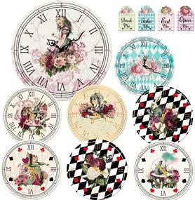 img 4 attached to 🕰️ 8-Piece Truly Alice Cardboard Clocks for Tea Party Décor