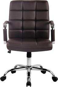 img 3 attached to 🪑 Stylish EdgeMod Manchester Vegan Leather Office Chair in Coffee Shade