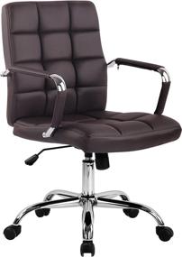 img 4 attached to 🪑 Stylish EdgeMod Manchester Vegan Leather Office Chair in Coffee Shade