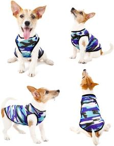 img 1 attached to Dog Camouflage Print Vest for Small Pets - Puppy Kitten Shirt with Breathable Sleeveless Design - Pet T-Shirt in Blue, Red, Green (S) - Ideal for Small Dog Boy Girl