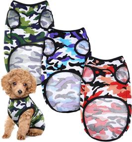 img 4 attached to Dog Camouflage Print Vest for Small Pets - Puppy Kitten Shirt with Breathable Sleeveless Design - Pet T-Shirt in Blue, Red, Green (S) - Ideal for Small Dog Boy Girl