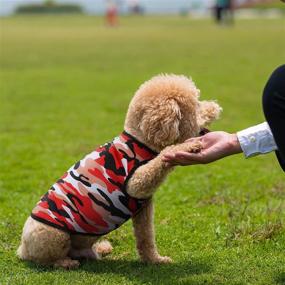 img 3 attached to Dog Camouflage Print Vest for Small Pets - Puppy Kitten Shirt with Breathable Sleeveless Design - Pet T-Shirt in Blue, Red, Green (S) - Ideal for Small Dog Boy Girl