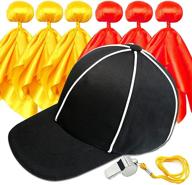 flag football set with tossing flags sports fan set penalty flag party accessory (3 yellow and 3 red), official referee hat, stainless steel whistle with lanyard, umpire hat, referee cap set logo