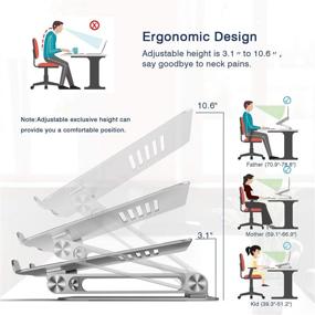 img 3 attached to 🖥️EPN эргономичная подставка для ноутбука: регулируемый подъемник для ноутбука с антискользящим кремнием, алюминиевый сплав; совместим с MacBook, Lenovo и ноутбуками до 17 дюймов - серебристый