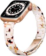 ⌚ ouheng slim resin strap: stylish thin band for apple watch se 7/6/5/4/3/2/1 in bubbly nougat white/rose gold (41mm 40mm 38mm) logo