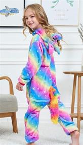 img 3 attached to 🦄 CHETOSHO Girls Unicorn Pajamas Onesie Costume Set: Oblique Stripe Starry Blue, 8 Years - Comes with Matching Doll Pajamas