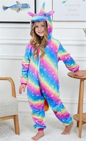 img 1 attached to 🦄 CHETOSHO Girls Unicorn Pajamas Onesie Costume Set: Oblique Stripe Starry Blue, 8 Years - Comes with Matching Doll Pajamas