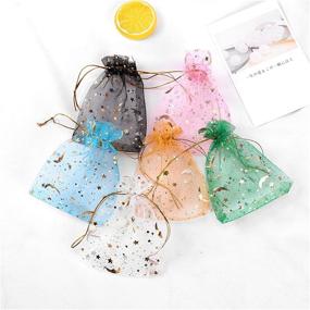 img 3 attached to 🌙 150Pcs Organza Bags – Moon Star Drawstring Pouches, Ideal for Jewelry, Wedding Party, Christmas (4.3"x6.2")