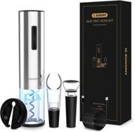 euhomy usb rechargeable electric wine opener set with stainless steel cordless bottle opener, 2-in-1 aerator & pourer, foil cutter, and 2 vacuum preservation stoppers logo