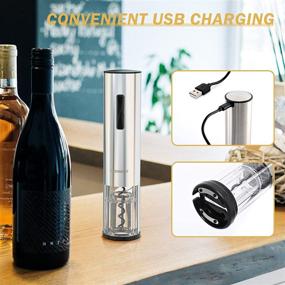 img 1 attached to Euhomy USB Rechargeable Electric Wine Opener Set with Stainless Steel Cordless Bottle Opener, 2-in-1 Aerator & Pourer, Foil Cutter, and 2 Vacuum Preservation Stoppers