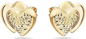 img 2 attached to Pori Jewelers 14K Solid Gold Heart Stud Earrings: Exquisite Designs & Vibrant Colors for Every Style