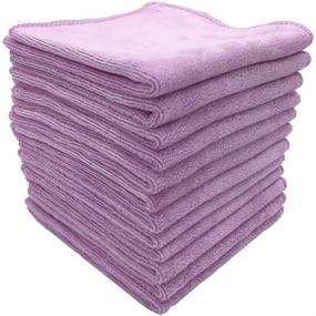 img 4 attached to 🪟 Efficiently Clean Windows and Mirrors with Microfiber Cloth - Chemical-free Multipurpose Household, Kitchen, Boat, and Car Cleaner - 12 Pack Purple Rags (12"x12")