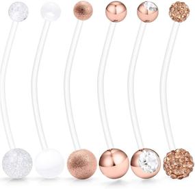 img 4 attached to 🤰 Hoeudjo CZ Pregnancy Belly Button Rings 14G Clear Flexible Adjustable Sports Long Pregnant Navel Rings Retainer - 1 1/2 Inch Bar - Set of 6-12 Pieces