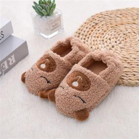 img 2 attached to Toddler Slippers Cartoon Animals Plush Boys' Shoes ~ Slippers