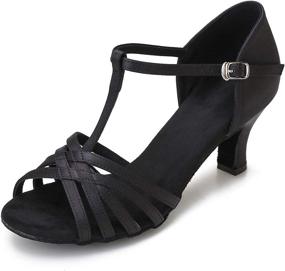 img 4 attached to 👠 Stylish CLEECLI Women's Ballroom Dance Shoes: Latin Salsa T-Strap Sandals - 2.5" Heel