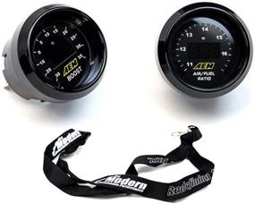 img 4 attached to 💪 Enhance Performance with AEM 2 Gauge Display Set - UEGO WideBand Air/Fuel Ratio Gauge + Boost Pressure Gauge -30-35psi + Get a Free MAPerformance Lanyard!