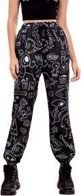 img 4 attached to 👖 WDIRARA Women's Graphic Print Elastic Waist Sweatpants: Comfy Casual Long Joggers for Any Occasion