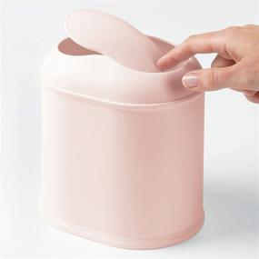 img 1 attached to 🗑️ mDesign Modern Plastic Mini Wastebasket Trash Can Dispenser: Efficient Bathroom Vanity or Tabletop Solution for Cotton Rounds, Makeup Sponges, and Tissues - 2 Pack, Light Pink/Blush