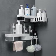 pekifaves corner shower caddy: innovative wall mounted organizer with adhesive, hooks, and rotatable jewelry box logo