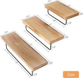 img 4 attached to HOSOM Rustic Wood Wall Shelves with Towel Bar, S Hooks for Bathroom, Living Room, Kitchen - Set of 3