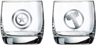 collectible marvel glass set of 2 - captain america & thor logos - classic design with sturdy bases - 10 oz. capacity - perfect gift for fans logo