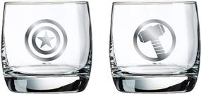 img 4 attached to Collectible Marvel Glass Set of 2 - Captain America & Thor Logos - Classic Design with Sturdy Bases - 10 oz. Capacity - Perfect Gift for Fans