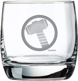 img 1 attached to Collectible Marvel Glass Set of 2 - Captain America & Thor Logos - Classic Design with Sturdy Bases - 10 oz. Capacity - Perfect Gift for Fans