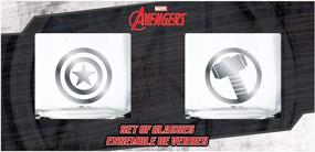 img 3 attached to Collectible Marvel Glass Set of 2 - Captain America & Thor Logos - Classic Design with Sturdy Bases - 10 oz. Capacity - Perfect Gift for Fans