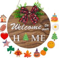 🏡 funpeny interchangeable outdoor round wall hanging door sign – welcome sign for front door, porch wall decoration – farmhouse housewarming & holiday décor logo
