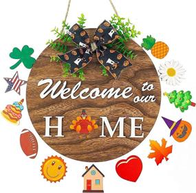 img 3 attached to 🏡 Funpeny Interchangeable Outdoor Round Wall Hanging Door Sign – Welcome Sign for Front Door, Porch Wall Decoration – Farmhouse Housewarming & Holiday Décor