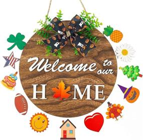 img 2 attached to 🏡 Funpeny Interchangeable Outdoor Round Wall Hanging Door Sign – Welcome Sign for Front Door, Porch Wall Decoration – Farmhouse Housewarming & Holiday Décor