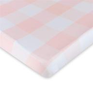 ely's & co. baby crib sheet - 100% jersey cotton - pink gingham design - baby girl's essential logo