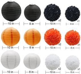 img 3 attached to 🎉 Vibrant 15-Piece Orange Black White Hanging Party Decorations Set: Ideal for Weddings, Birthdays, Showers, and Graduations – KAXIXI Paper Flowers Pom Poms Balls and Lanterns